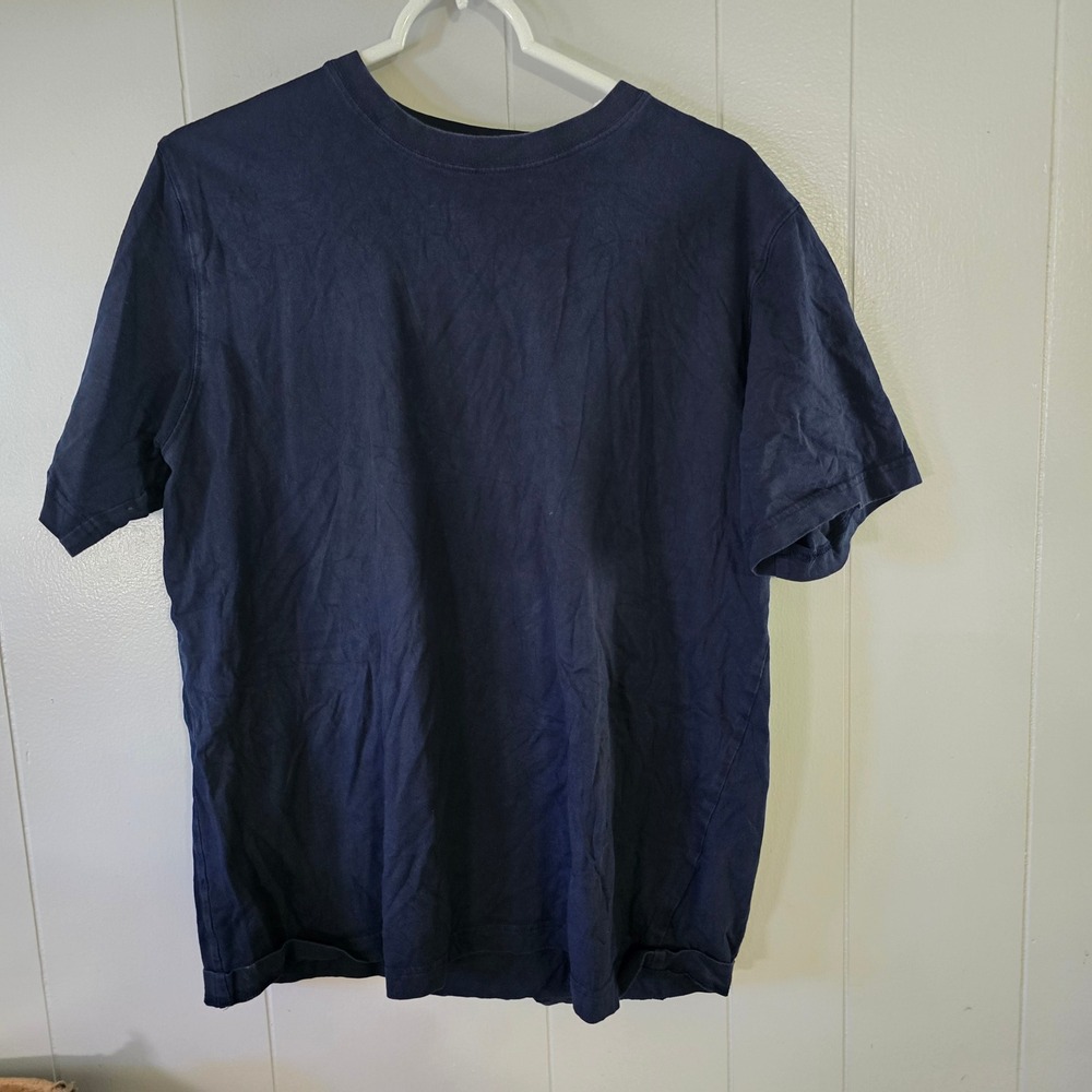 Lands' End‎ Super-T Shirt Mens Large Navy Blue Short Sleeve Crewneck Cotton Tee